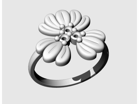 Three leaves ring 3D Print Model
