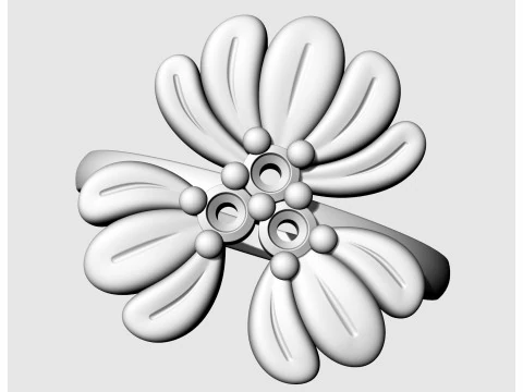 Three leaves ring 3D Print Model