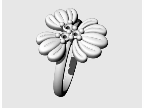 Three leaves ring 3D Print Model