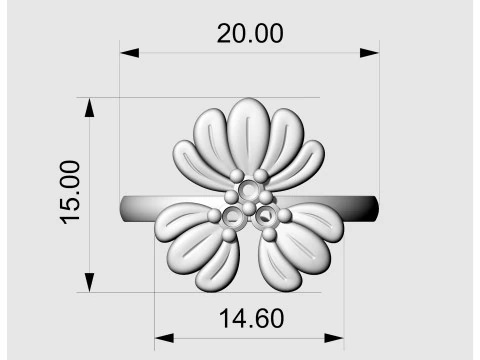 Three leaves ring 3D Print Model