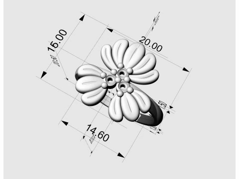 Three leaves ring 3D Print Model