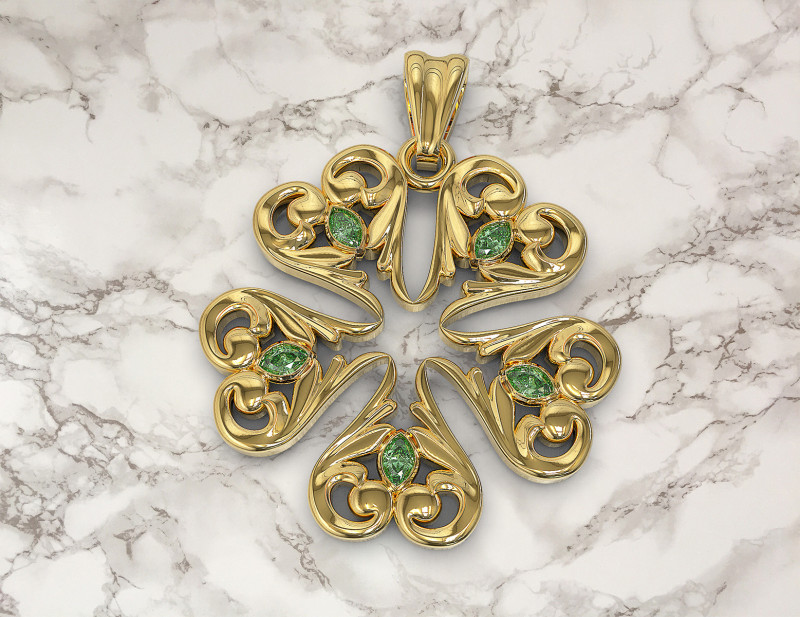 Floral with pear stones pendant Modèles 3D en vedette .c4d .max .obj .3ds .fbx .stl .blend