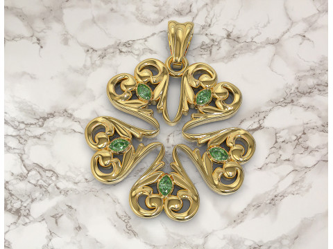 Floral with pear stones pendant Modèles 3D en vedette