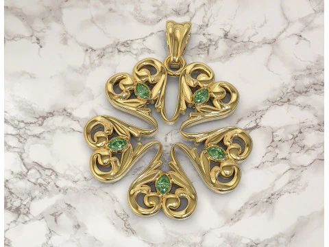 花卉梨石吊坠 3D 打印模型