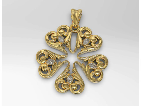 Floral with pear stones pendant Modèles 3D en vedette