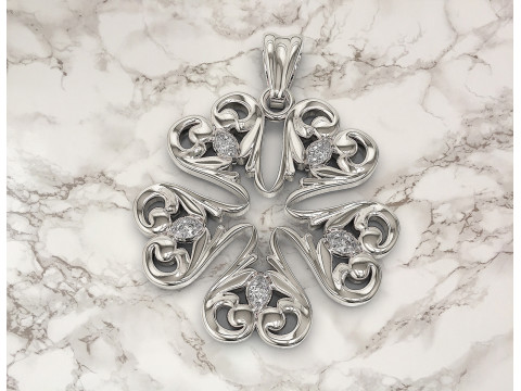 Floral with pear stones pendant Modèles 3D en vedette