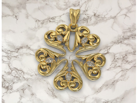 Floral with pear stones pendant Modèles 3D en vedette