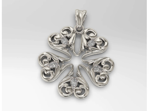 Floral with pear stones pendant Modèles 3D en vedette