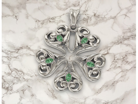 Floral with pear stones pendant Modèles 3D en vedette