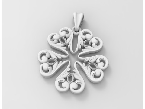 Floral with pear stones pendant Modèles 3D en vedette