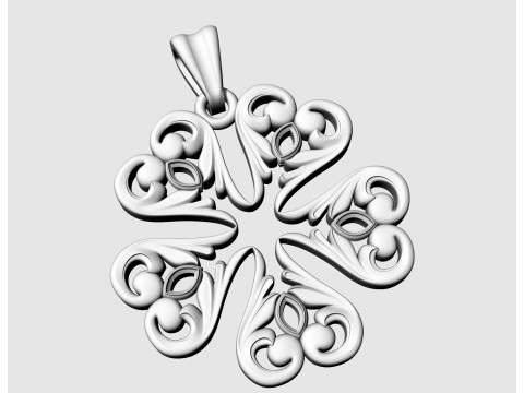 Floral with pear stones pendant Modèles 3D en vedette