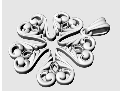 Floral with pear stones pendant Modèles 3D en vedette