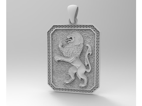 Heraldic rampant lion pendant-v2 3Dプリントモデル