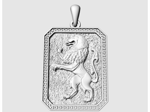 Heraldic rampant lion pendant-v2 3Dプリントモデル
