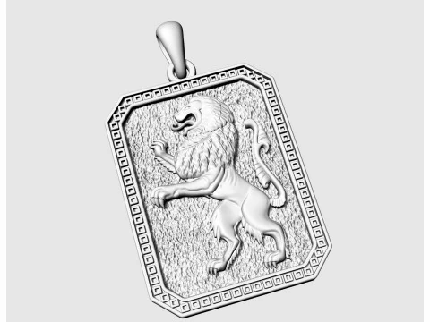 Геральдичний нестримний лев підвіска-v2 3D Принт Модель