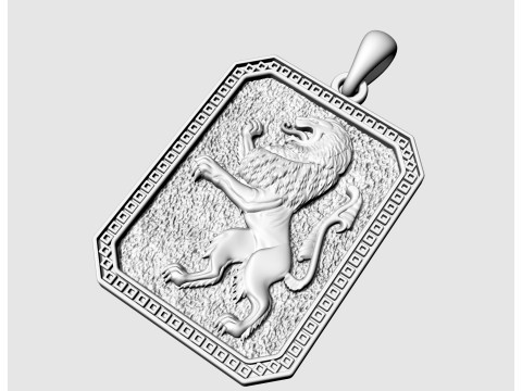 Heraldic rampant lion pendant-v2 3Dプリントモデル