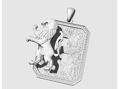 Heraldic rampant lion pendant-v2 3Dプリントモデル