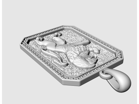 Heraldic rampant lion pendant-v2 3Dプリントモデル