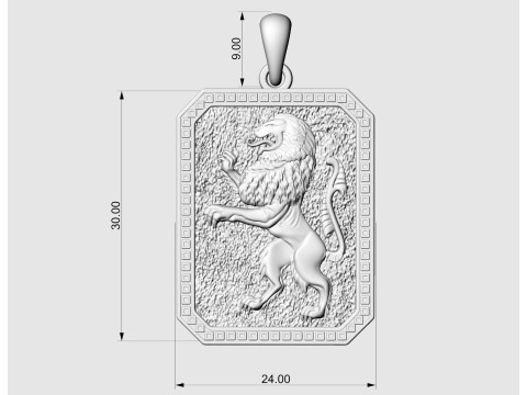 Heraldic rampant lion pendant-v2 3Dプリントモデル