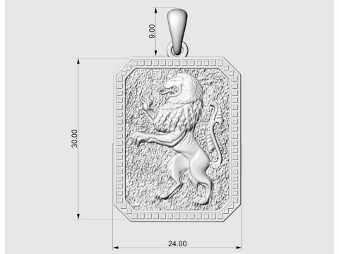 Геральдичний нестримний лев підвіска-v2 3D Принт Модель