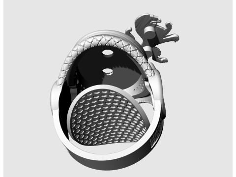 Heraldic rampant lion ring 3D Print Model