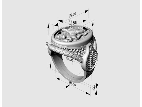 Heraldic rampant lion ring 3D Print Model