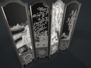 room divider screens set 3D Model