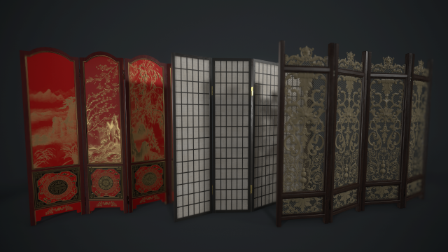 room divider screens set 3D Model .c4d .max .obj .3ds .fbx .stl .blend 