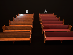game ready wooden church pews set low-poly Modèle 3D