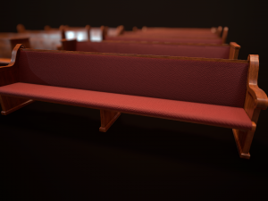 game ready wooden church pews set low-poly Modèle 3D