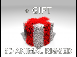white cat rigged gift Modelo 3D