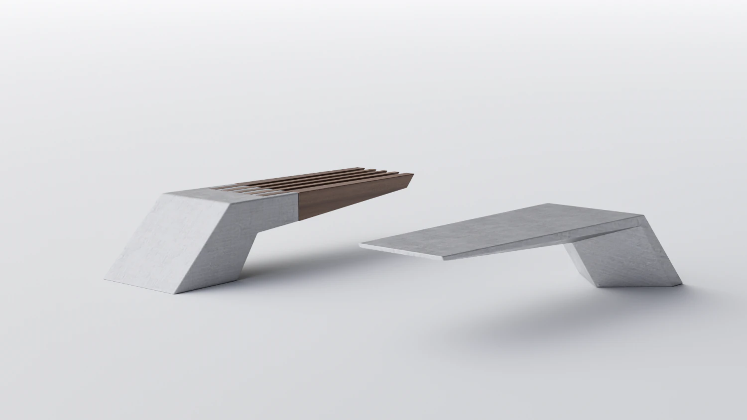 park modern bench wing 3D Model .c4d .max .obj .3ds .fbx .stl .blend 