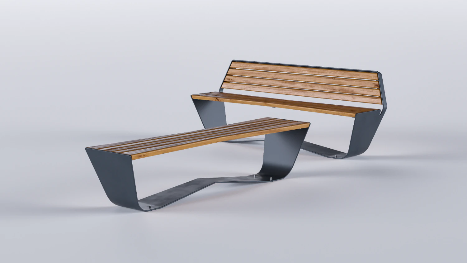 park modern bench karma wood and metal 3D Model .c4d .max .obj .3ds .fbx .stl .blend