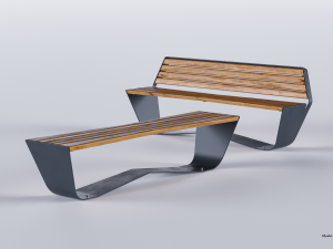 park modern bench karma wood and metal Modelo 3D