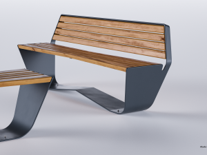 park modern bench karma wood and metal Modelo 3D