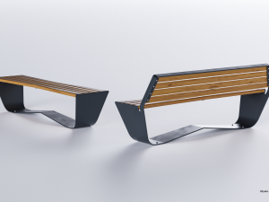 park modern bench karma wood and metal Modelo 3D