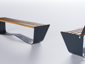 park modern bench karma wood and metal Modelo 3D