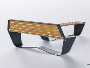 park modern bench karma wood and metal Modelo 3D