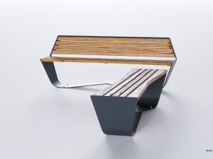 park modern bench karma wood and metal Modelo 3D