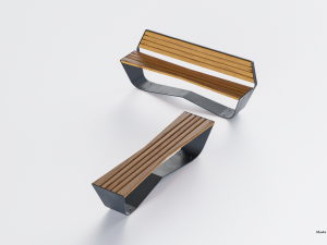 park modern bench karma wood and metal Modelo 3D