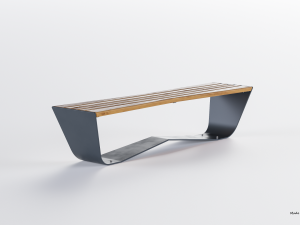 park modern bench karma wood and metal Modelo 3D