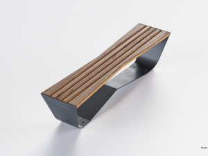 park modern bench karma wood and metal Modelo 3D