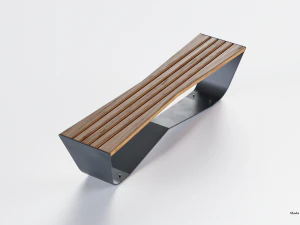 park modern bench karma wood and metal 3D Model