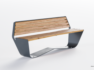 park modern bench karma wood and metal Modelo 3D