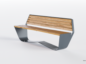 park modern bench karma wood and metal Modelo 3D