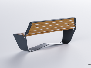 park modern bench karma wood and metal Modelo 3D