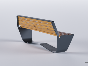park modern bench karma wood and metal Modelo 3D