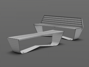 park modern bench karma wood and metal Modelo 3D