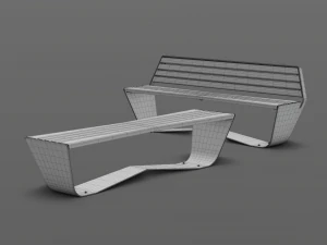 park modern bench karma wood and metal 3D Model