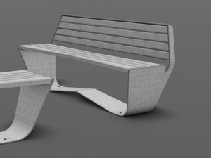 park modern bench karma wood and metal Modelo 3D